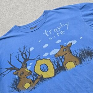 Volcom Logical Series Graphic T-Shirt Women's XXL Blue Trophy Wife Deer Organic